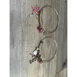 Breast Cancer Awareness Charm Bracelet By Avon Lot‎ Of 2 Gold And Silver Tone